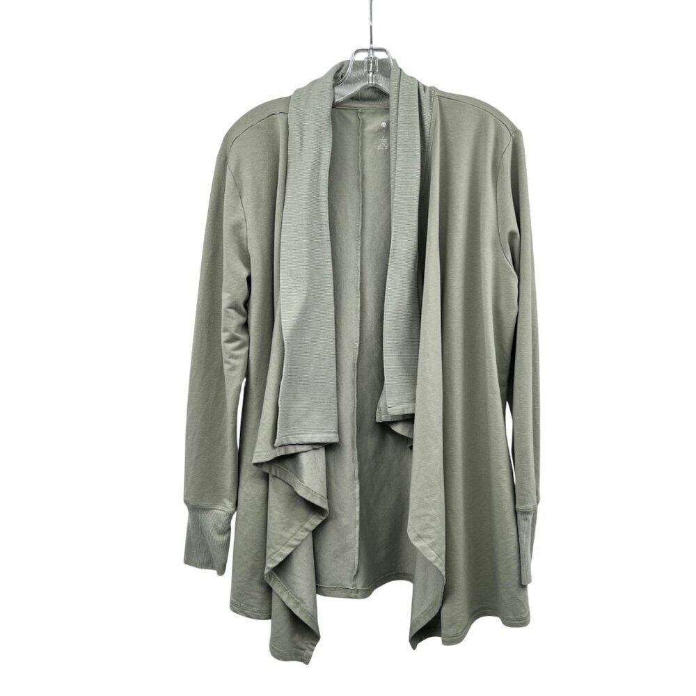 Apana Womens Cardigan Open Waterfall Front Long Sleeve Light Green Size Large